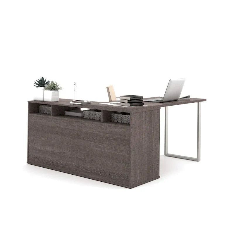 Bestar Solay L-shaped Desk with Lateral File and Bookcase