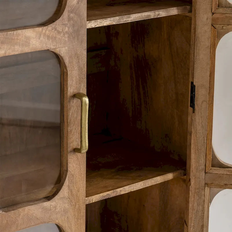 Modern Wooden Curio Cabinet with Glass Doors – 2 Door Display Storage Cabinet for Living Room, 30" x 16" x 61"